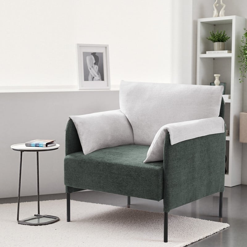Two-Tone Upholstered Accent Chair with Wrapped Armrests