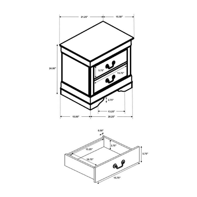 MDF Nightstand with 2 Drawers