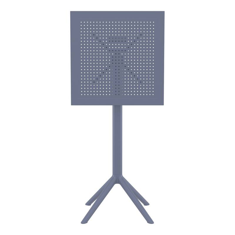 42.5" Gray Folding Square Outdoor Patio Bar Table