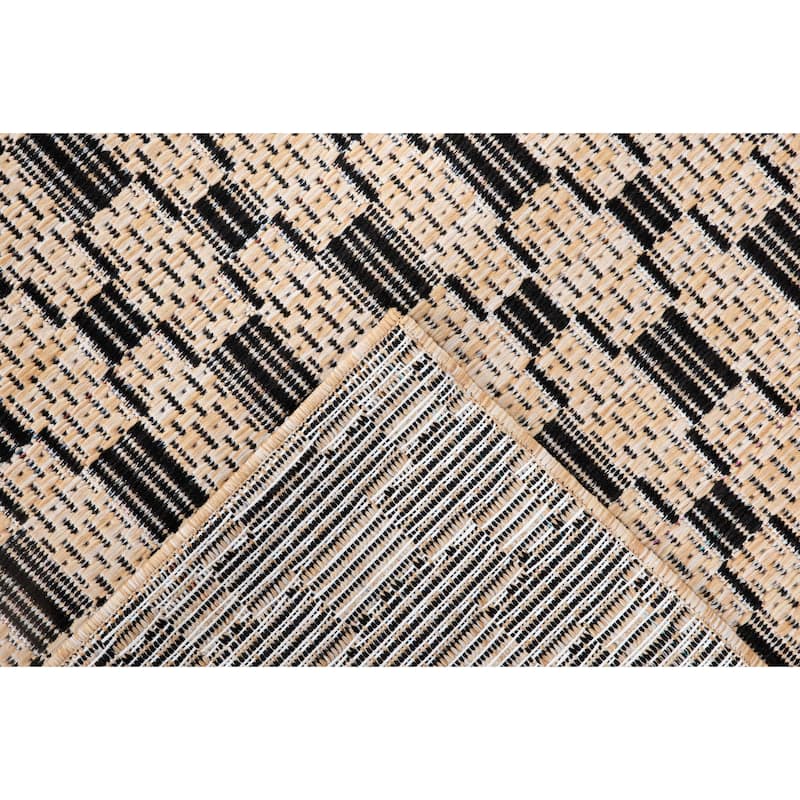 Bali Collection Links Cream and Black Indoor/Outdoor Area Rug