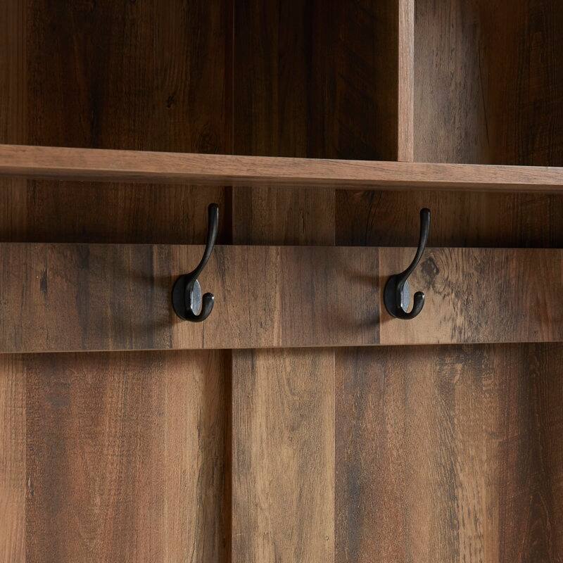 40.6'' W Wood Hall Tree with Bench and Shoe Storage