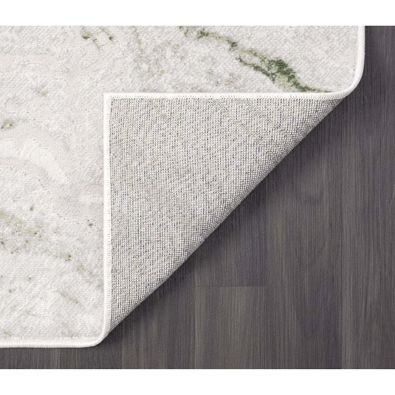 Abani Atlas Collection ATL180A Abstract Grey Green Area Rug