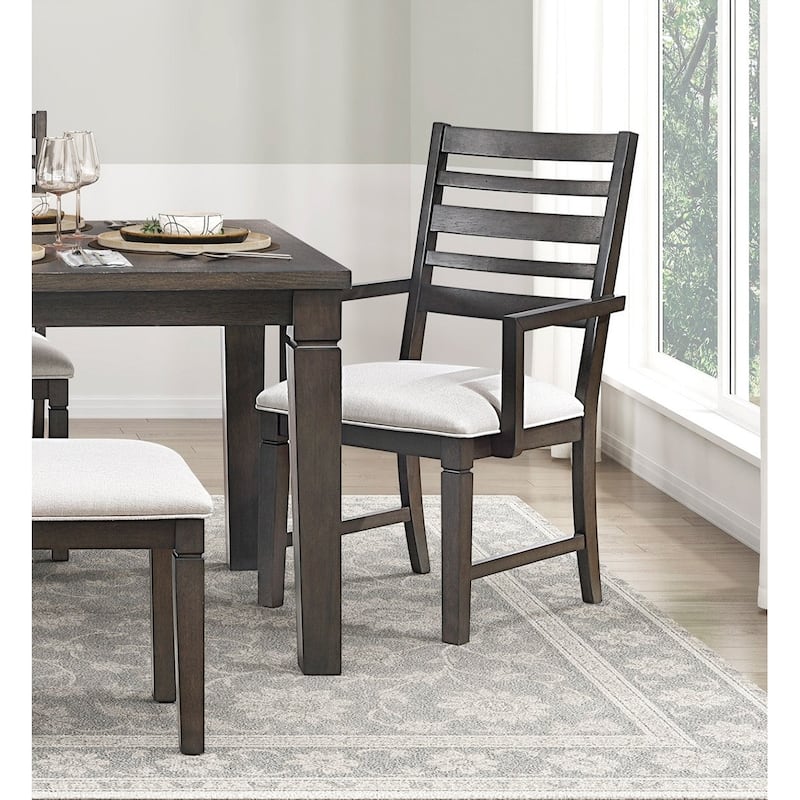 Dark Espresso Finish Dining Furniture Set Table with Extension Leaf Upholstered Bench Chairs