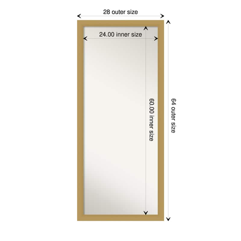 Non-Beveled Wood Full Length Floor Leaner Mirror - Grace Brushed Gold Frame - Grace Brushed Gold - Outer Size: 28 x 64 in