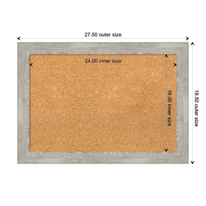 Dove Greywash Narrow Framed Cork Bulletin Memo Board