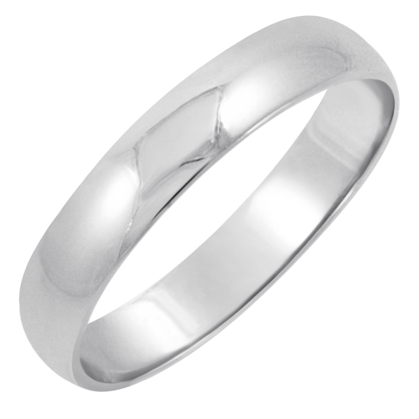Men�s 10K White Gold 4mm Traditional Plain Wedding Band