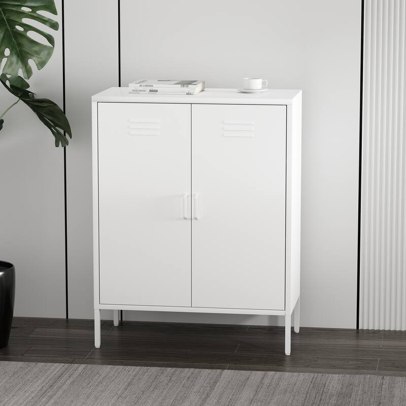 Manhattan Comfort Naomi 32" Metal Accent Cabinet - White