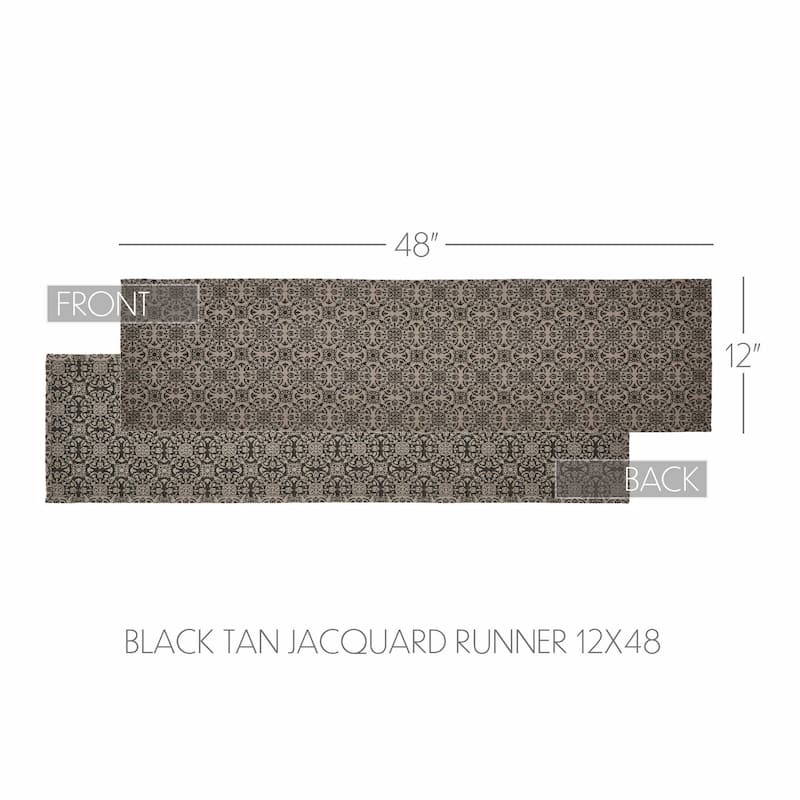 Custom House Black Tan Jacquard Runner 12x36