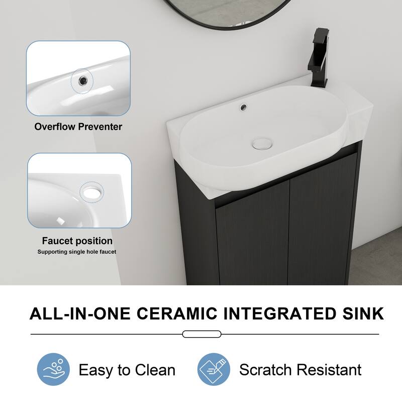 BNK 23'' Bathroom Vanity with Sink, Freestanding Bathroom Vanity with Soft Close Doors & Shelf ﻿