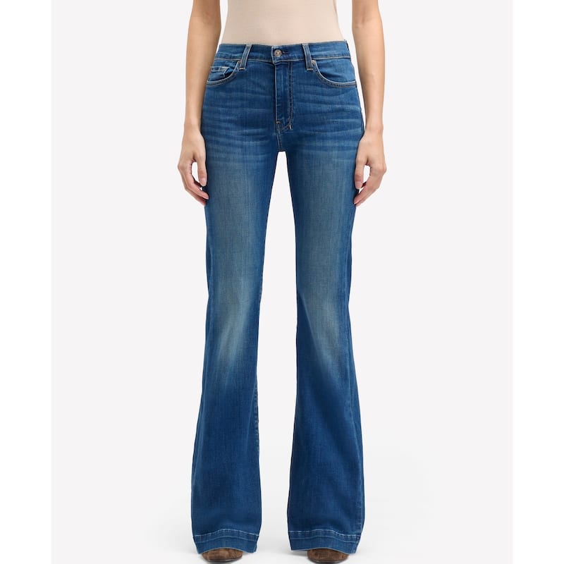 7 For All Mankind Women's Dojo Mid-Rise Wide Leg Flare Jeans