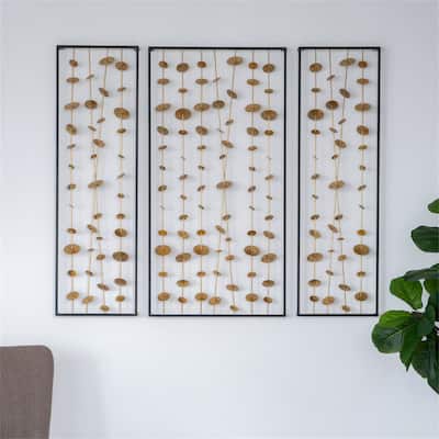 Set of 3 Metal Decorative Wall Art with Black Frame