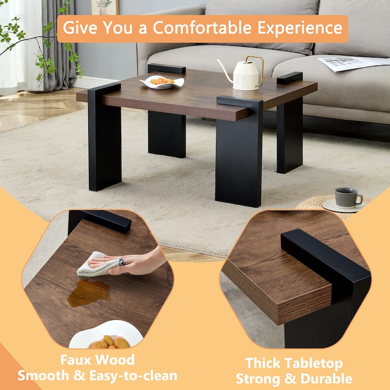 31.5" Compact Coffee Table, Dark Wood Grain Look