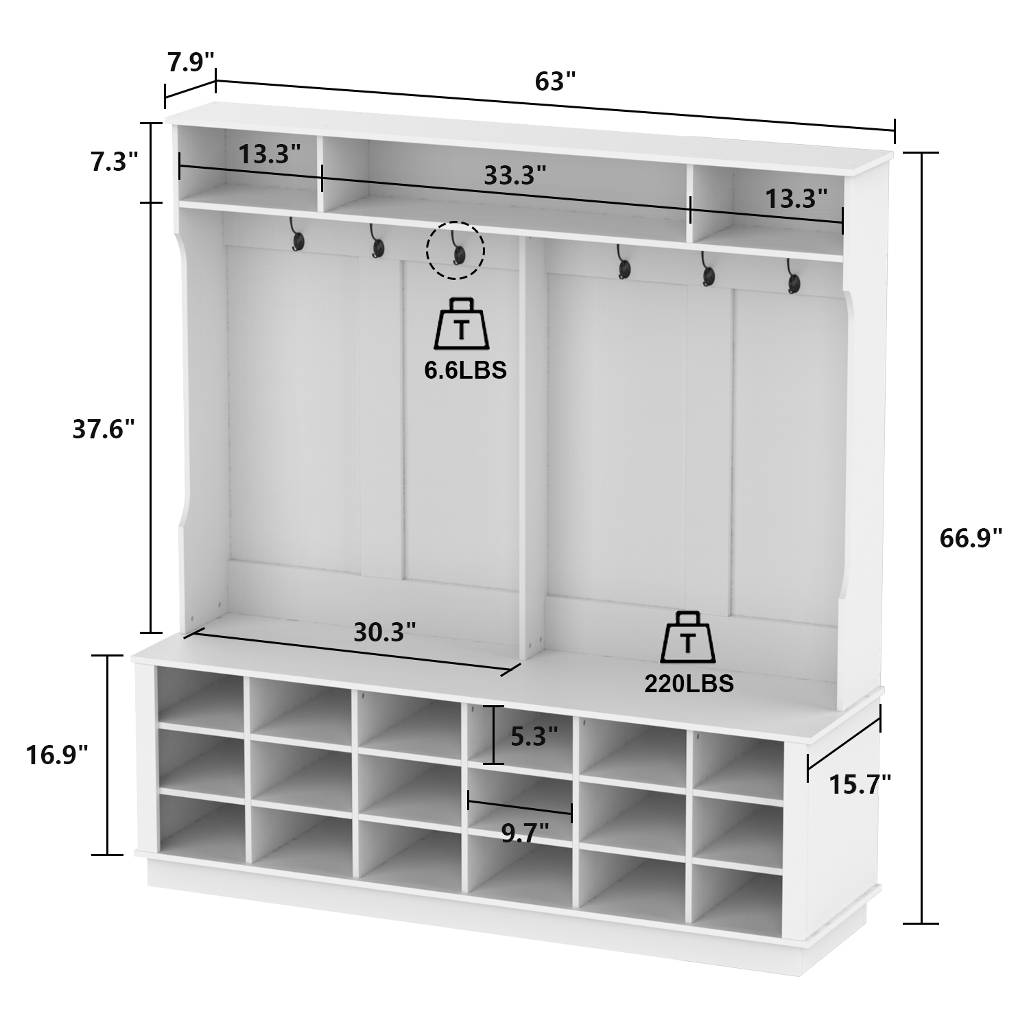 Standard shoe cubby size online
