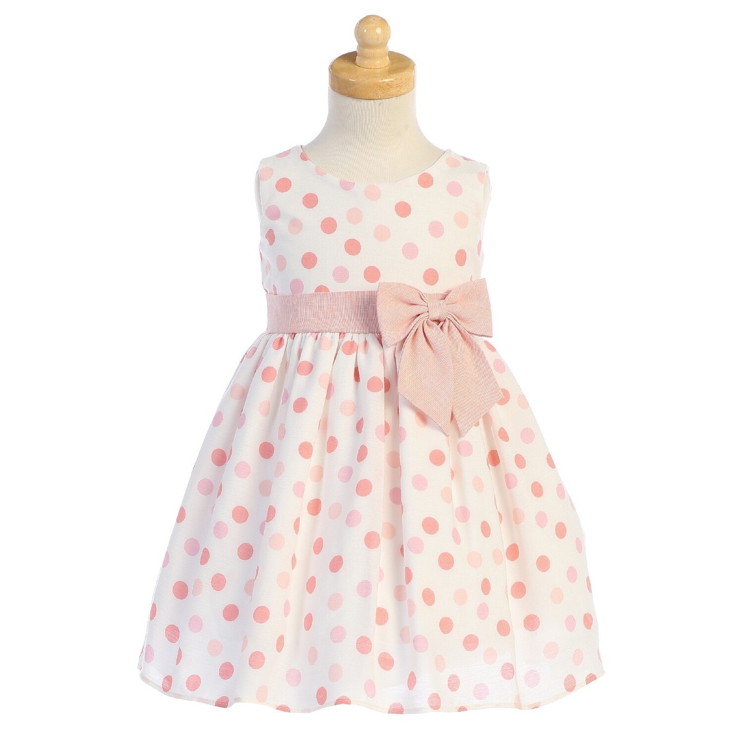 white dress pink polka dots
