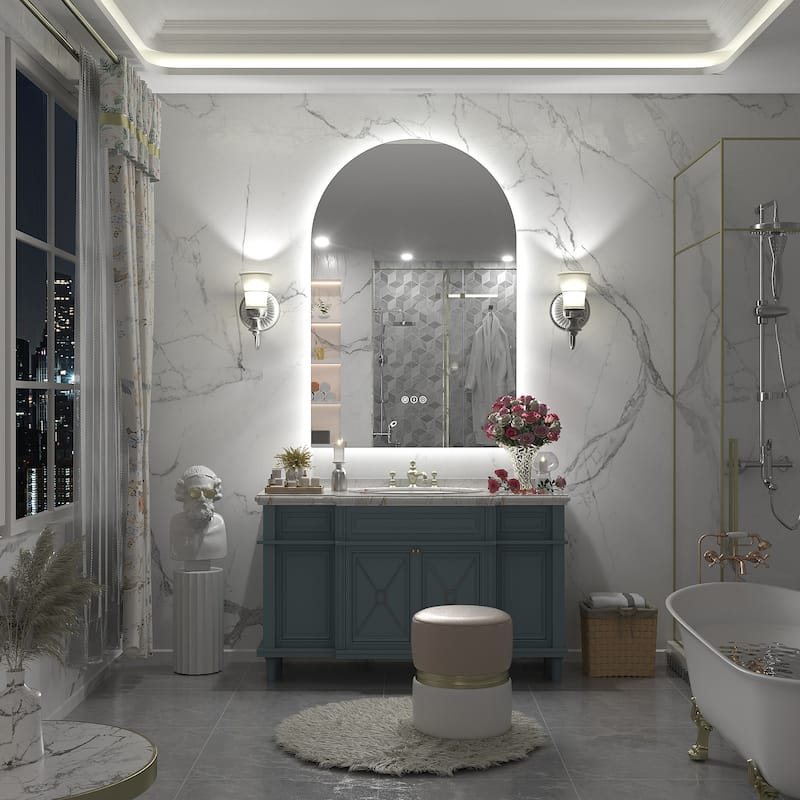 UL Certified Arched LED Anti-fog Tempered Glass Wall Bathroom Vanity Mirror