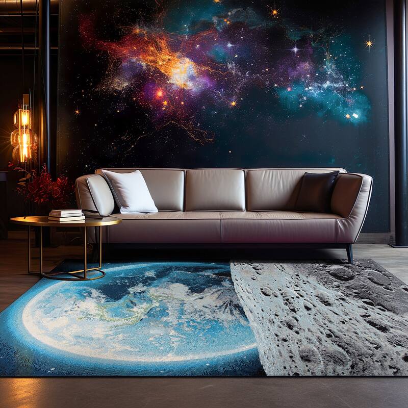 World Rug Gallery Galaxy Collection Adventure Moon Indoor/Outdoor Area Rug