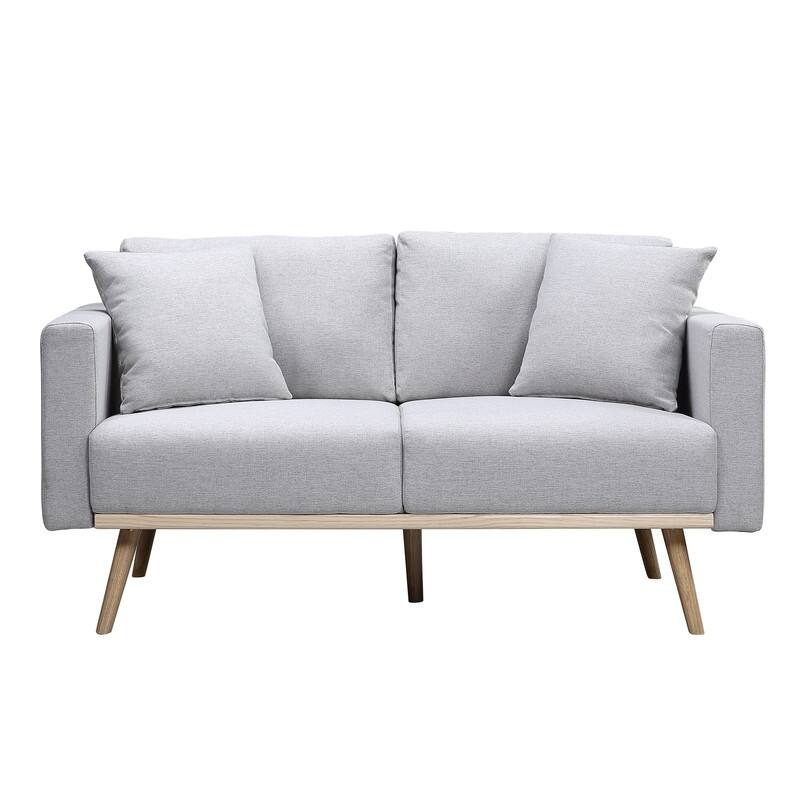Easton Linen Fabric Loveseat with USB Charging Ports Pockets & Pillows