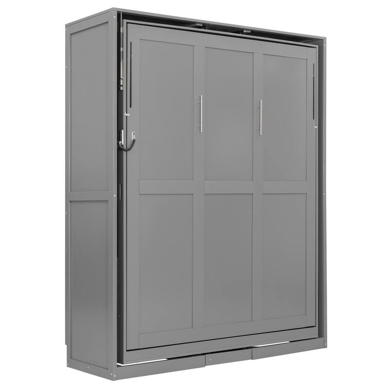 Rotating Queen Murphy Bed with Hidden Storage, Space-Saving Wall Bed for Home Office