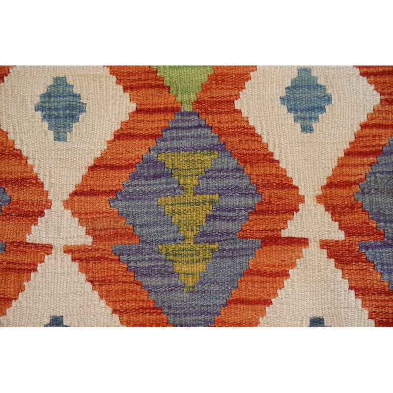 Geometric Kilim Oriental Rug Wool Carpet - 6'2"x 8'1"