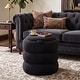 preview thumbnail 18 of 26, Adeco 16" Round Upholstered Storage Ottoman with Wood Lid