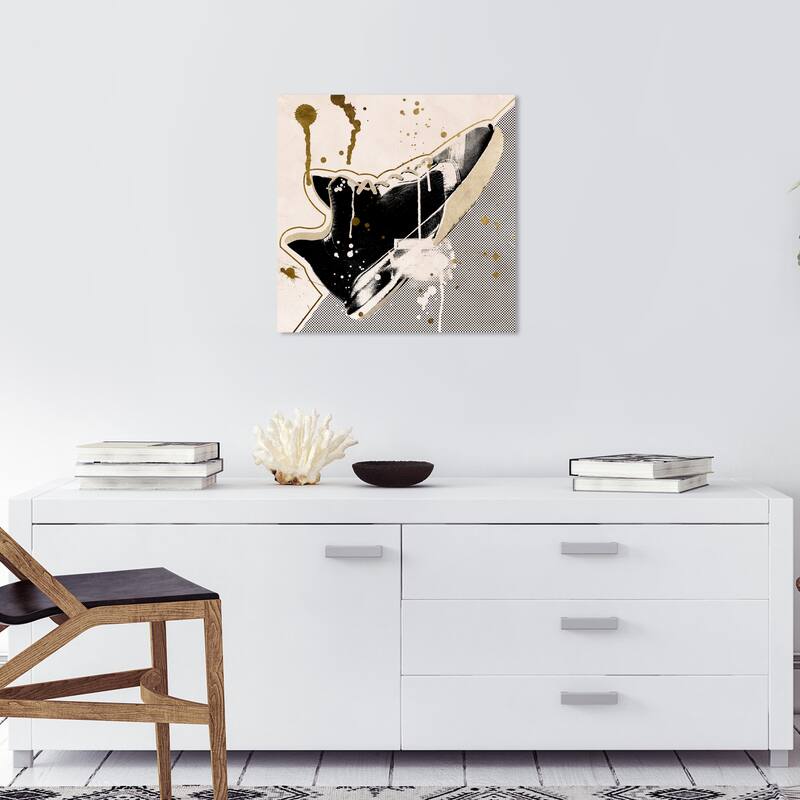 Wynwood Studio Prints Fashion and Glam Golden Inverted Sneaker Black and Gold Modern & Contemporary Wall Art Canvas Print - 20 x 20