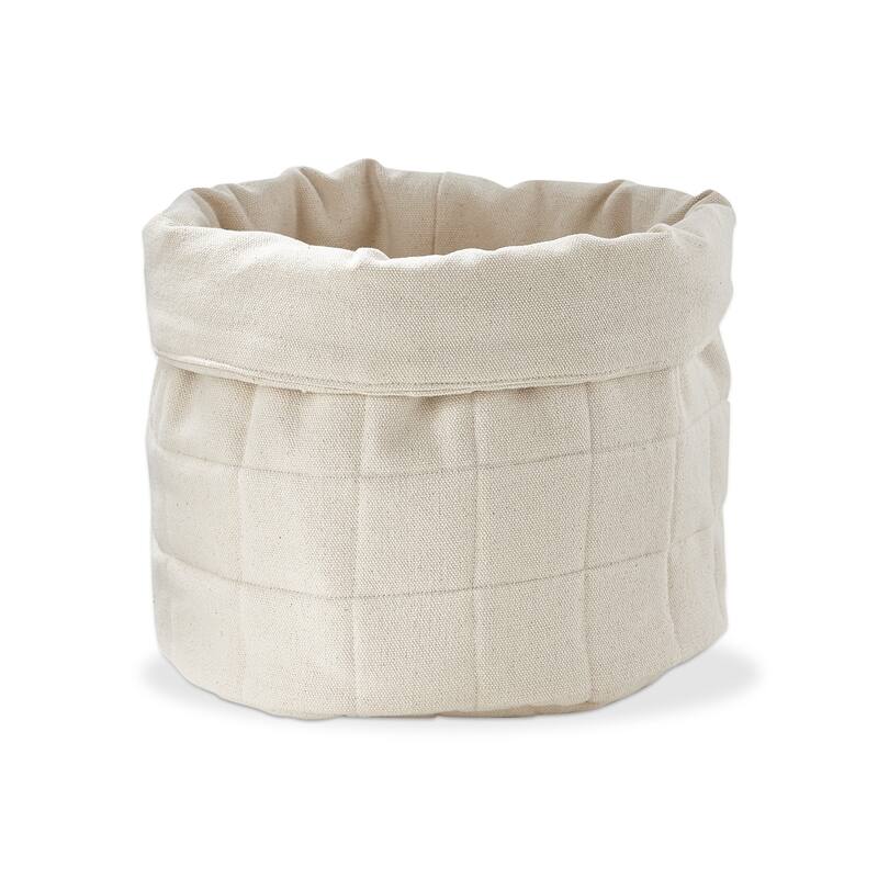 Quilted Cotton Bread Bag Basket - Decorative Everyday Storage, Machine Washable, 8.5" H x 9.75" Dia