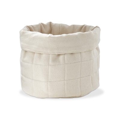 Quilted Cotton Bread Bag Basket - Decorative Everyday Storage, Machine Washable, 8.5" H x 9.75" Dia