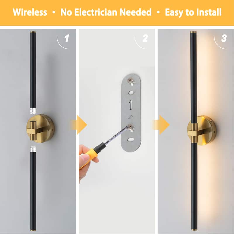 Starsky Minimalist Rechargeable Linear LED Vanity Light Dimmable Metal Wall Sconce with Remote