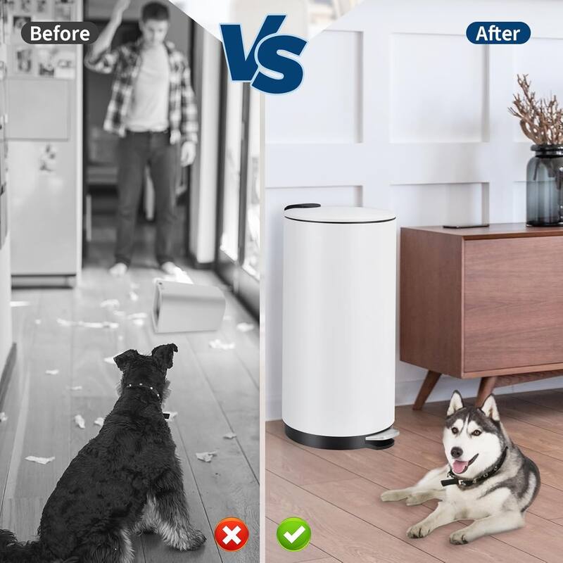 8 Gallon Round Trash Can, 30L Modern Garbage Can for Living Room, Office, Bathroom, Kitchen, White