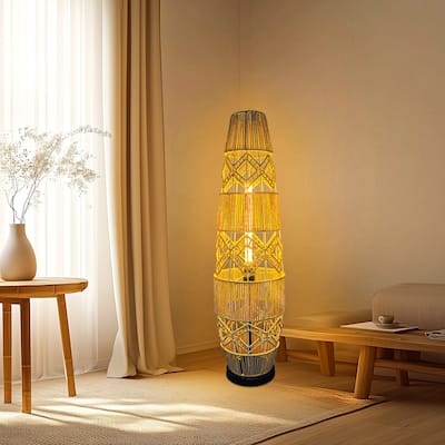 Vintage Vase Rattan Floor Lamp