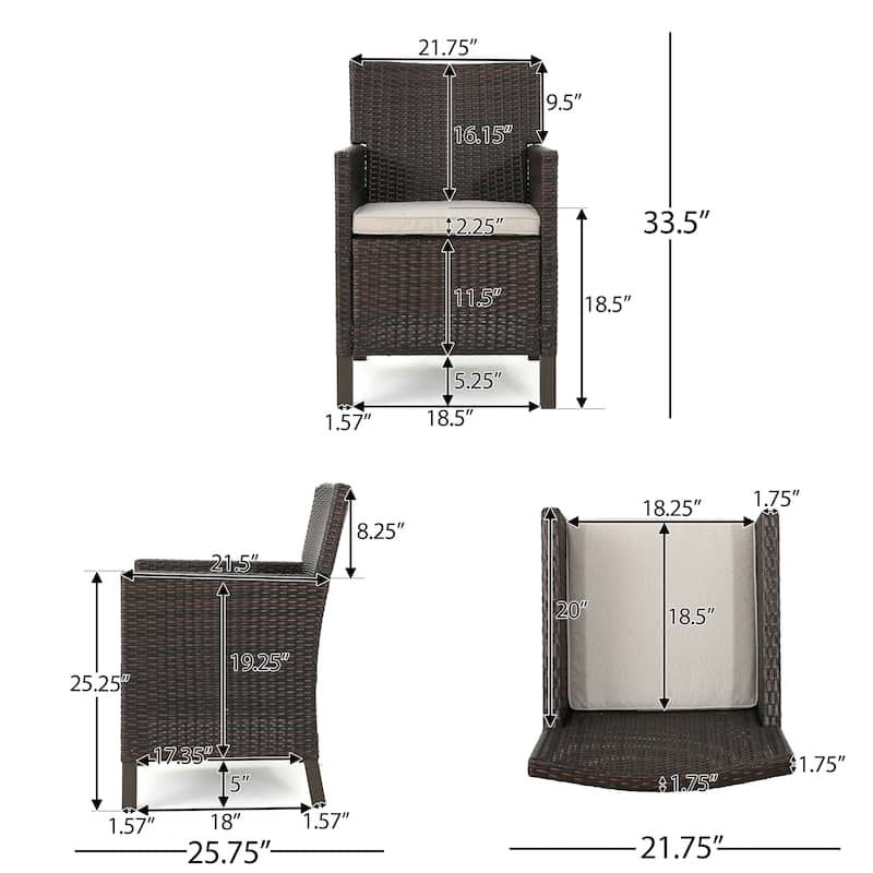 Cobalt Outdoor Wicker Wood Expandable Rectangle Dining Set with Cushions by Christopher Knight Home