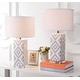 preview thumbnail 1 of 7, SAFAVIEH Lighting 27-inch Grey Diamonds Table Lamp (Set of 2) - 15"x15"x27"