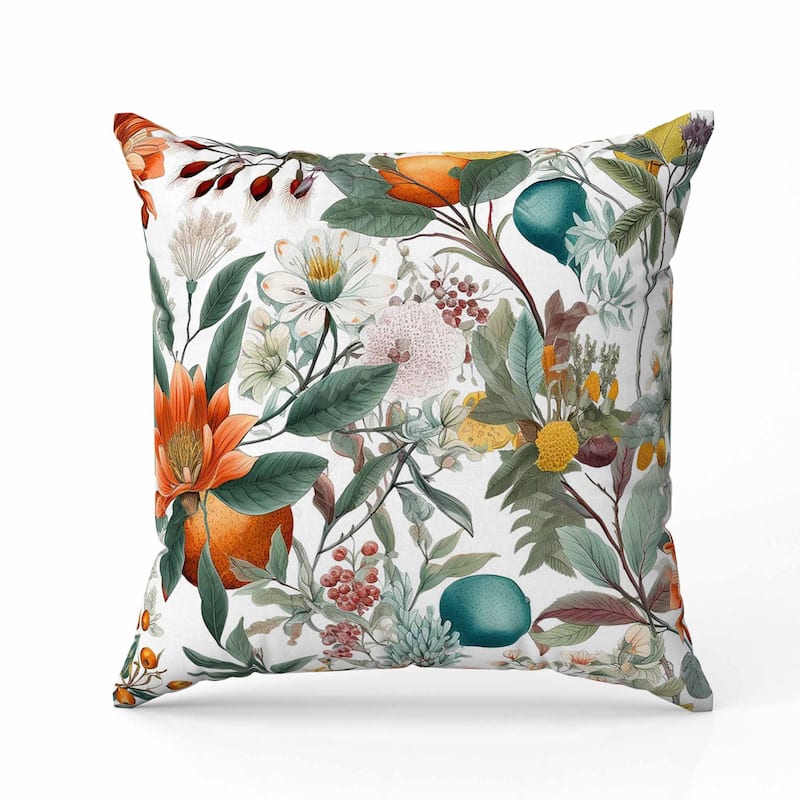 Orchid Whisper Indoor/Outdoor Reversible Throw Pillow White and Coral