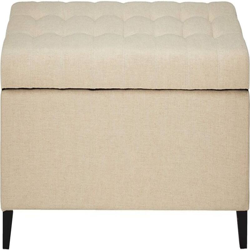 Tufted Fabric Storage Ottoman Bench Beige Bed Bath & Beyond 39554162