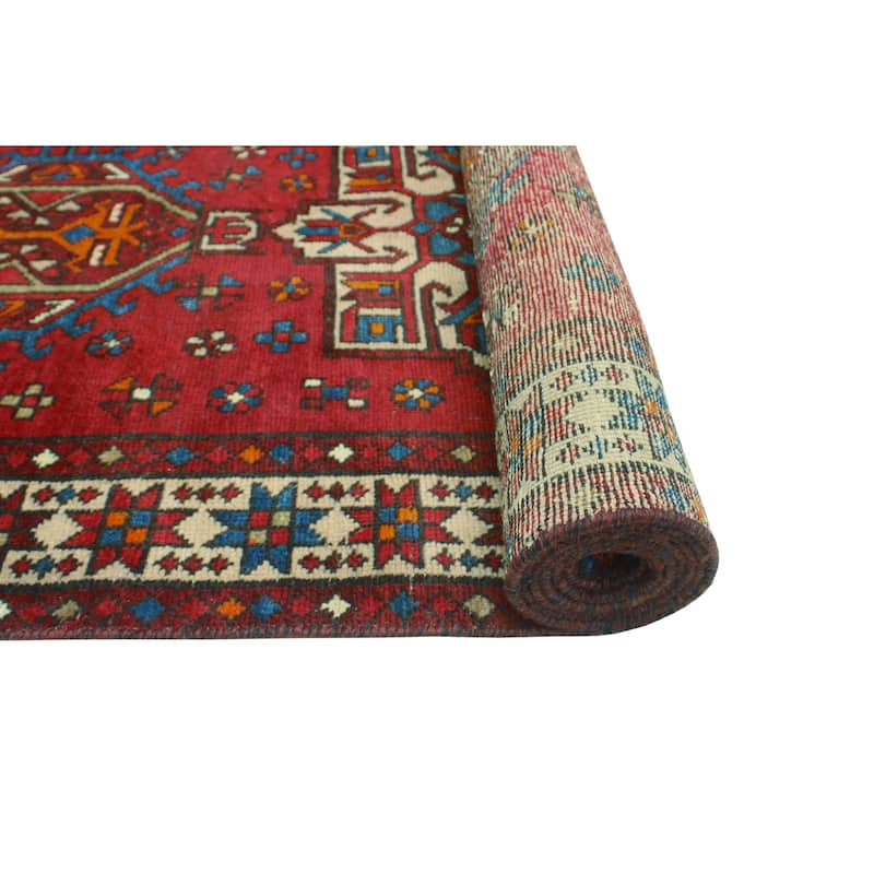 Fine Vintage Distressed Houda Red/Beige Runner - 3'1" x 10'9"
