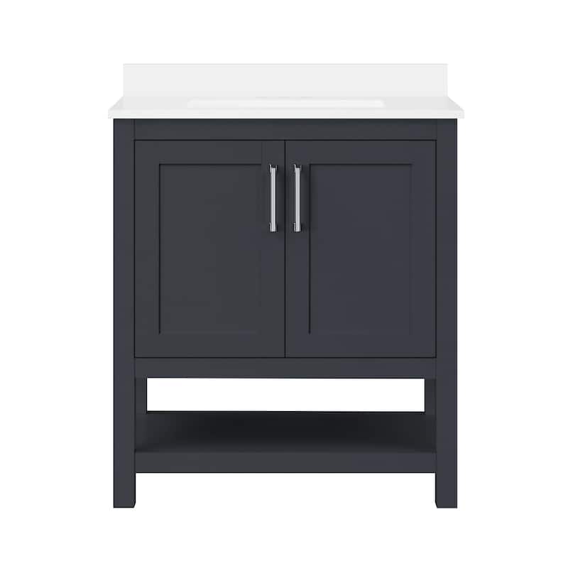 Ove Decors Vegas 30" Bathroom Vanity Combo w/ Top and Backslplash, Dark Charcoal