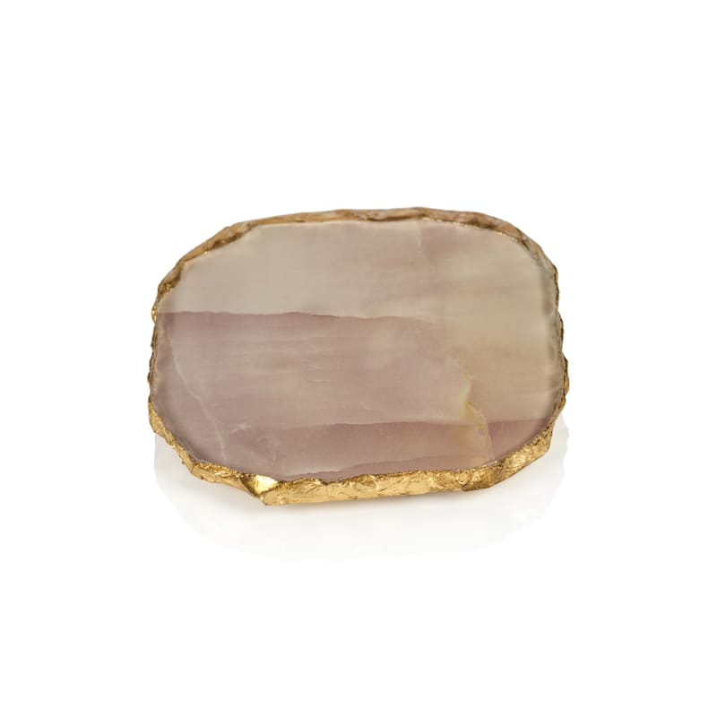Viken 4-Piece Agate Marble Glass Coaster Set - Pink