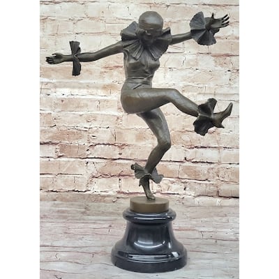 Austrian Titze Female Dancer Harlequin Clown Bronze Sculpture Figurine Figure