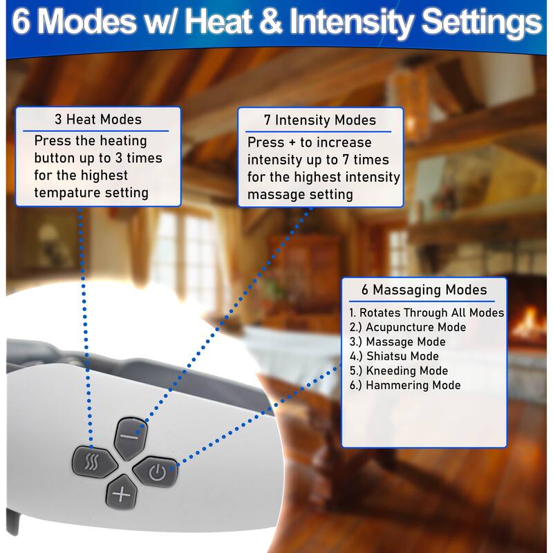 Electric Pulse Neck Massager with Heat, Red Light and Magnetic Field Therapy - 6 Modes Shiatsu to Kneading, 7 Intensities - N/A