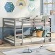 preview thumbnail 1 of 18, Full Bunk Bed with Pine Frame, Ladder, and Guardrails, No Box Spring Required Gray