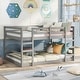 preview thumbnail 4 of 34, Wood Bunk Bed Kids Low Bunk Bed with Ladder Both Sides and Full-Length Safety Guardrail Solid Pine Wood Frame for Kids Bedroom Grey - Full