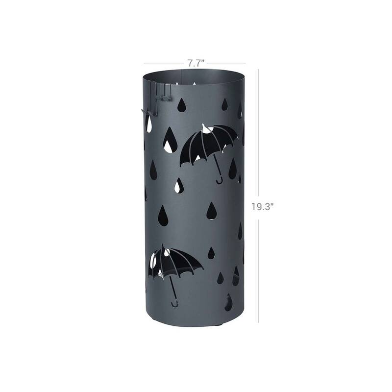 Umbrella Holder with Removable Drip Tray and Hooks Metal Storage Rack for Entryway or Hallway