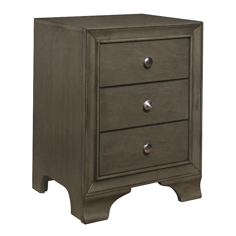 3-Drawers Nightstand with 2 USB Ports Transitional Bedroom Furniture 1pc Bedside Table Wooden