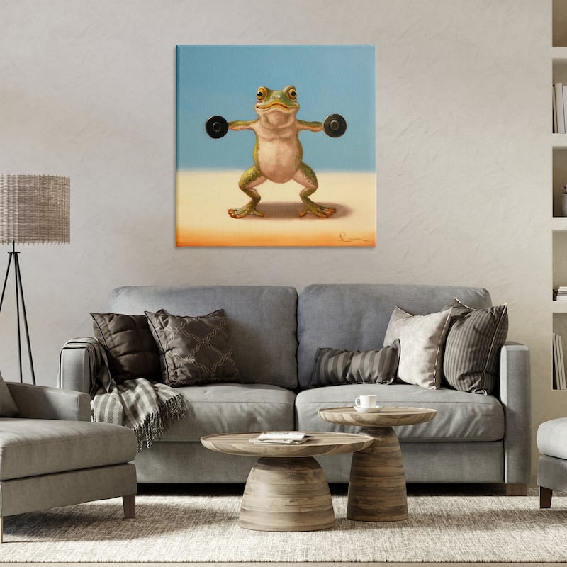 Stupell Exercise Weights Frog Canvas Wall Art Design By Lucia Heffernan
