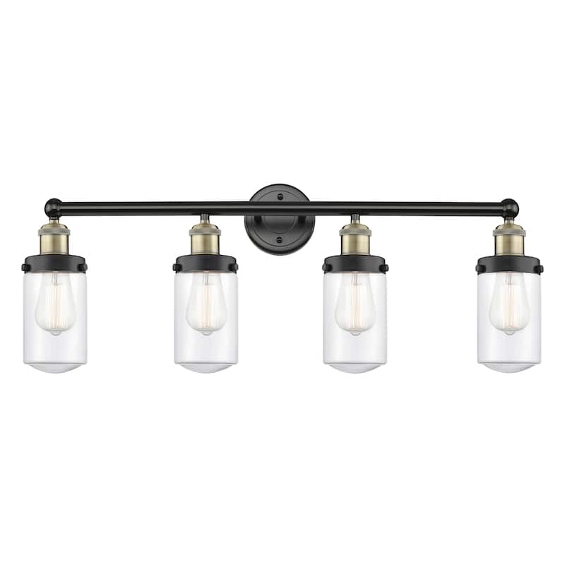 Innovations Lighting Dover - 4 Light 34" Bath Vanity Light - Clear/Black Antique Brass