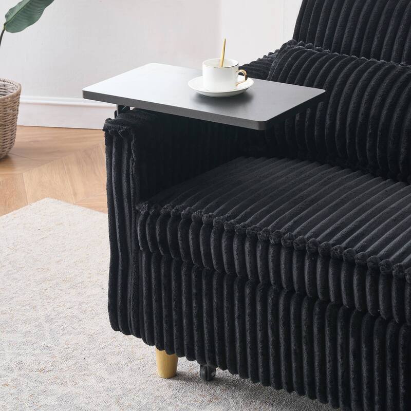 Pull Out Corduroy Sofa with USB Port