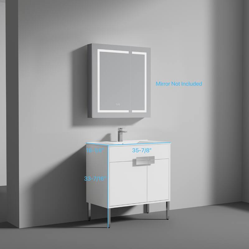 Blossom Bari 36 Inch Freestanding Wood Bathroom Vanity Cabinet w/ Sink