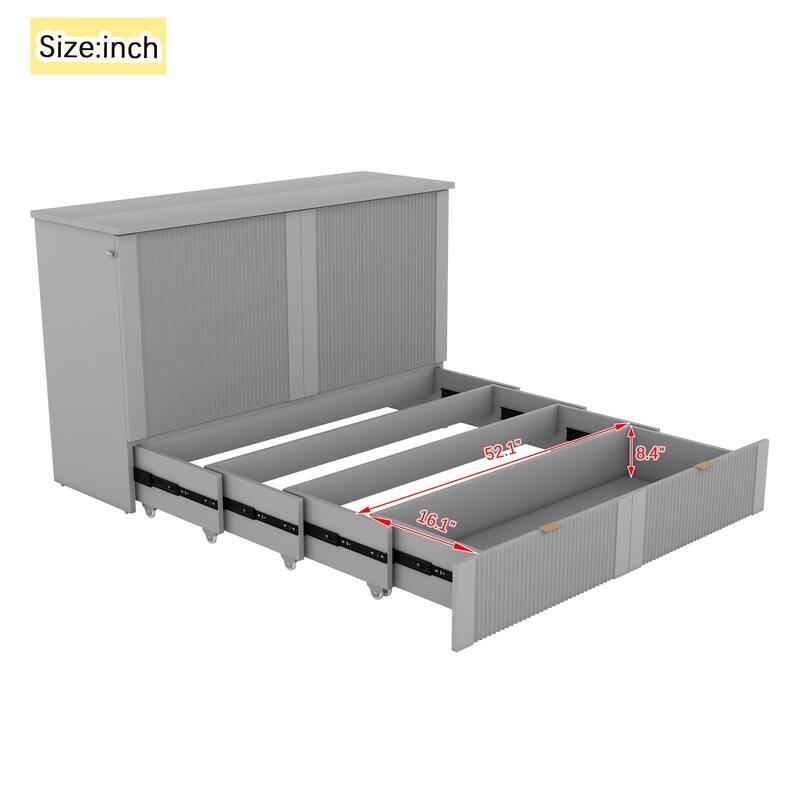 Murphy Bed Wall Bed with drawer and a set of Sockets & USB Ports, Pulley Structure Design