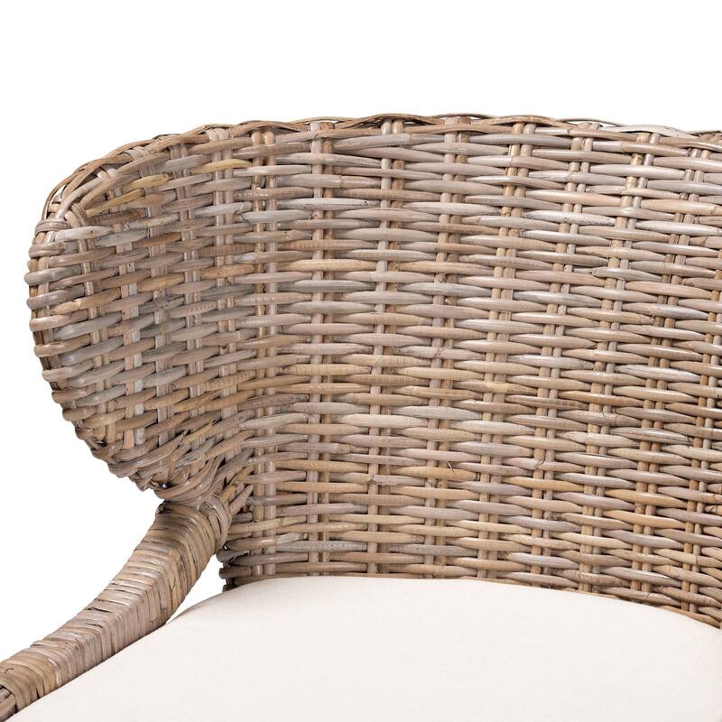 bali & pari Niesha Bohemian Grey Natural Kubu Rattan and Mahogany Wood Dining Chair