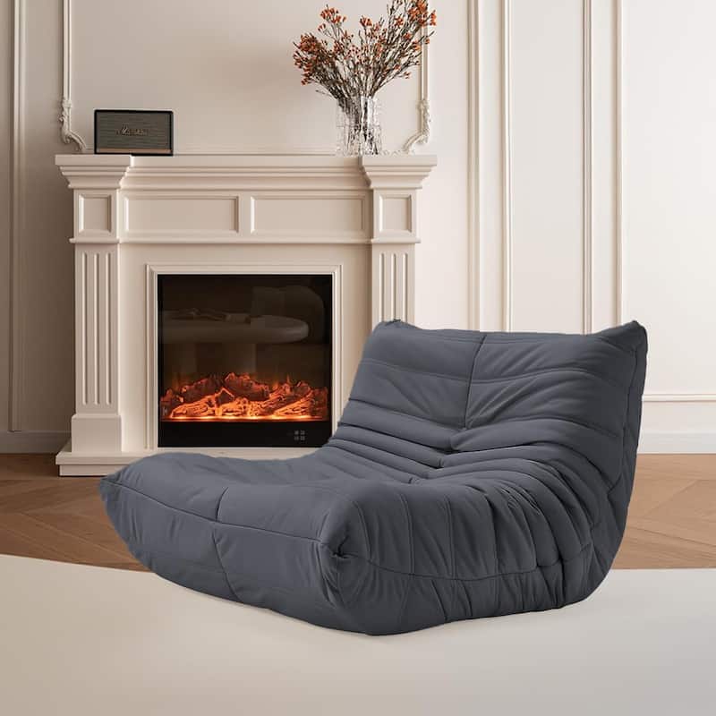 EROMMY Bean Bag Chair Togo Sofa - 28D Memory Foam Floor Chair for Adults & Kids, Lightweight Faux Leather Lounger in 5 Colors - Dark Grey